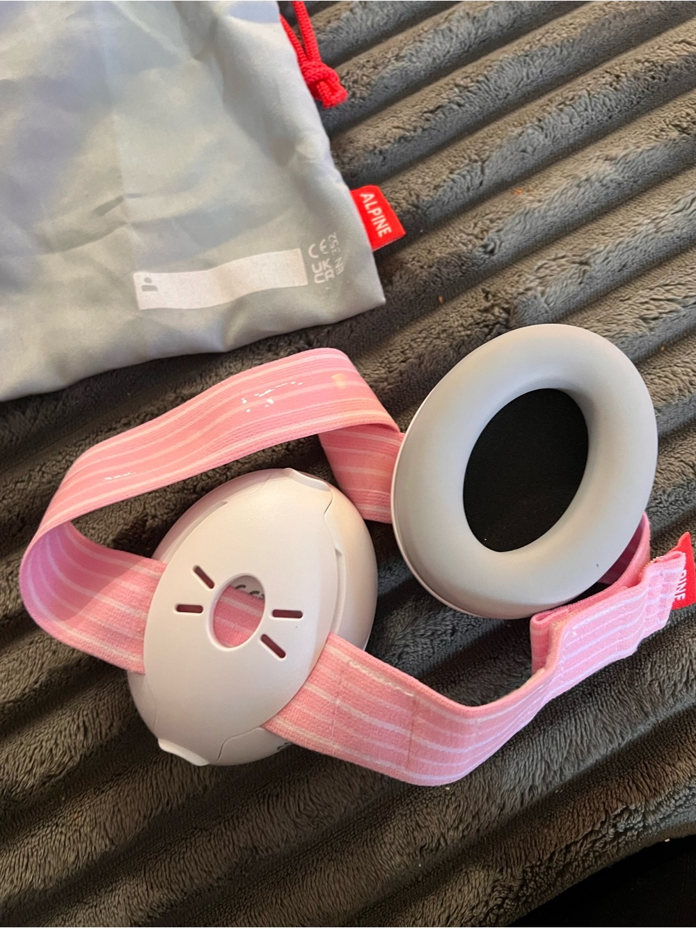 Alpine Kids Pink Noise-Reducing Headband with Light Pink Straps